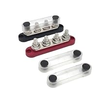 1 Paar Sammelschiene M8 150A Stromverteiler, Sammelschienen Block, sammelschiene für autobatterie Stromverteilerblock für Auto, Marine und LKW, 12V-48V Schwarz-Rot – Ansicht 1