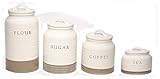 Young's Inc. Canister Sets for Kitchen, Ceramic Kitchen Canisters for Countertop, Stackable Containers for Flour Coffee Tea Sugar Container Set of 4