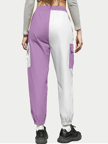 Image of Cromoncent Girls&Womens Cargo Pants Elastic Waist Lightweight Outdoor Jogger Pants, 6 Years - XX-Large