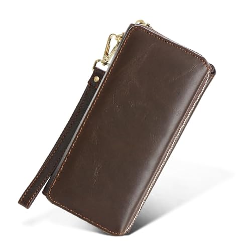Genuine Leather Long Wallet for Men Large Capacity Clutch Bag Checkbook Credit Cards Phone Holder Business Travel4
