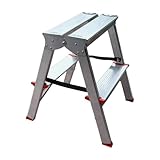 MTRA - Escalera doble estribo de aluminio, 2 peldaños