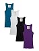 Zenana Outfitters 4 Pack Womens Basic Ribbed Tank Top BLACK/WHITE/PURPLE/JADE L