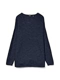 pull bleu marine homme laine Épaules tombantes VERO MODA Pull en Tricot à col en V Manches Longues, Chandail tricoté, Jersey VMCREWLEFILE, Couleurs:Bleu-Marine, Taille:M