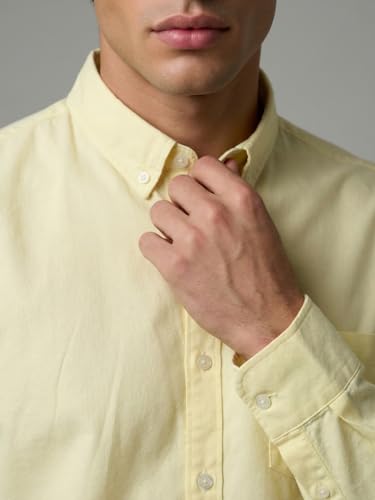 Image of Urbano Fashion Men's Cotton Full Sleeve Regular Fit Solid Oxford Shirt with Button-Down Collar