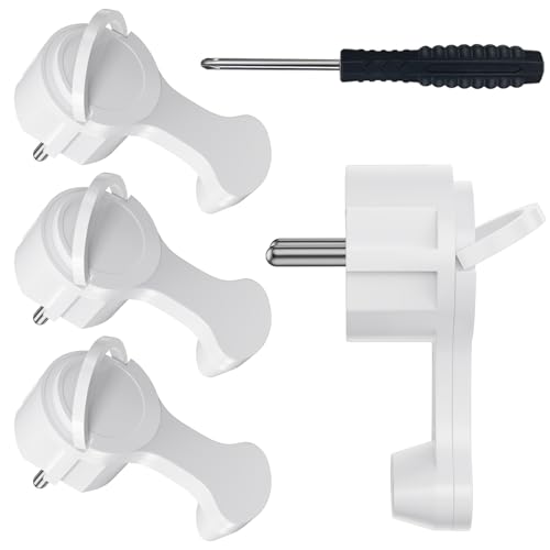 [4 Stück] Elektrische Schuko Stecker, Extraflach Schutzkontakt Winkelstecker mit Klappgriff, 250V 16A für Kabel bis 3x1,5 mm² Flachstecker Eurostecker, Weiß