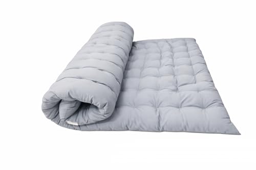 Image of ATOOTFUSION Soft Cotton Quilt | Foldable Light Weight Filled Single Firm Cotton Quilt Mattress| Gadda (Solid Coloured, 2 Sleeping Capacity, 5 x 6 ft or 72 x 60 Inches Queen) (Light Grey)