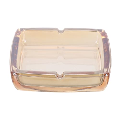 BESPORTBLE Posacenere in Vetro Quadrato Ambra 4 Pollici per Sigarette, Moderno e Stabile, Accessorio da Tavolo per Casa, Ufficio e Uso Esterno