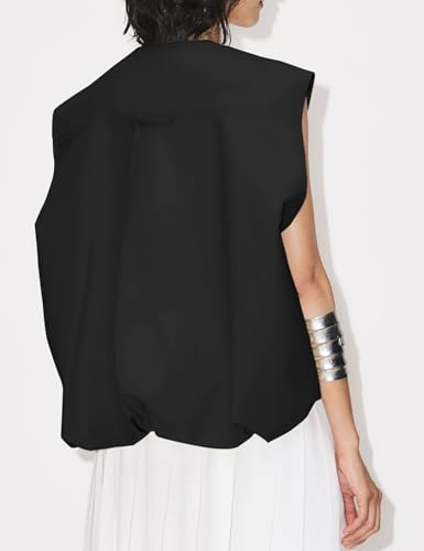 Womens Casual Zip Up Cargo Vest Top Oversized Lightweight Ruched Hem Sleeveless Blazer Jackets Vest Tops2