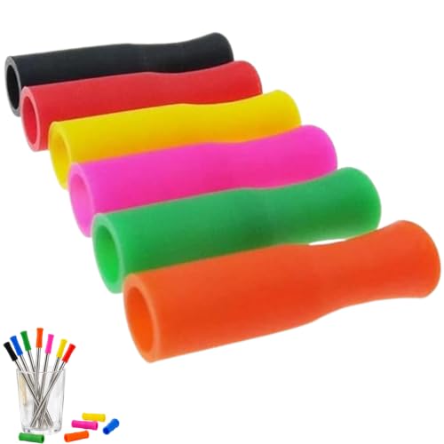 20Pcs Silicone Straw Tips for Stainless Steel and Glass Straws, Food Grade Reusable, 6mm Diameter