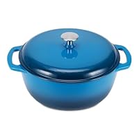AmazonBasics Enameled Cast Iron Covered Dutch Oven, 6.9 Liters / 7.3-Quart, Blue