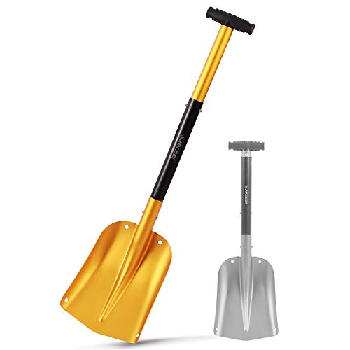 REDCAMP Aluminum Lightweight Snow Shovel for Car Emergency, 21"-32" Durable Compact Collapsible Snowboard