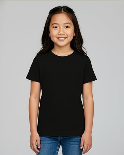 Image of Real Essentials 5 Pack: Girls' Cotton Short Sleeve Crew Neck T-Shirt - Athletic Tee Shirt for Teens Kids Youth (Ages 4-16)