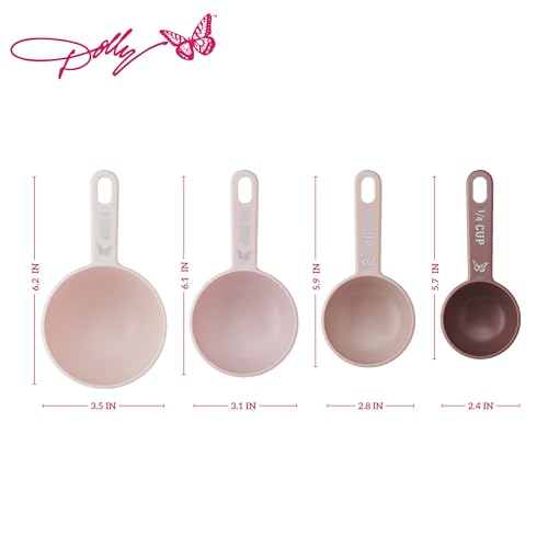 Juego de 4 vasos medidores Dolly Parton, set anidado rosa miniatura 2