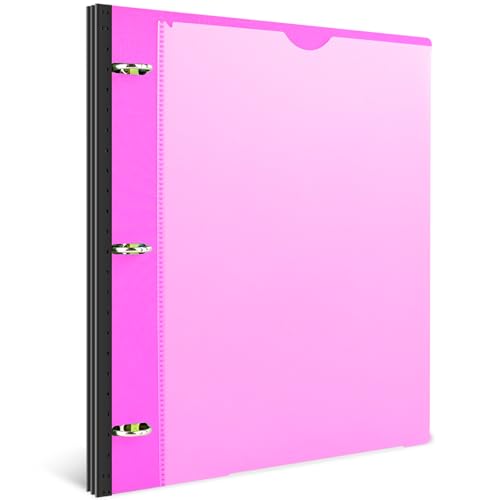 INFUN 1 Inch Telescoping 3 Ring Binder - 1PCS,Flexible Round Binder with Customizable Front Cover and Clear Catalog Pocket, 1 Inch Rings, Holds 8.5x11 inch Paper-Pink