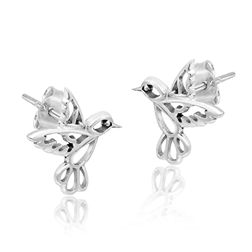 AeraVida Adorable Little Hummingbird in Flight .925 Sterling Silver Earrings | Nature-Inspired Sterling Silver Earrings for Women | Bird-Themed Jewelry Gift2