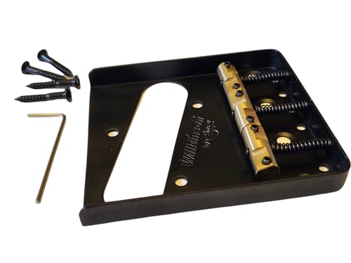 Wilkinson Black Tele Ashtray Bridge with WTB Compensated Brass Saddles