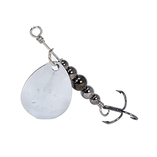 Fish Hawk Spinner Lures - Fishing Spinner Baits for Bass Fishing Lures with Sharp Treble Hook - Versatile Fish Baits with Stainless Steel Brass Beads & Highly Reflective Blades - Silver