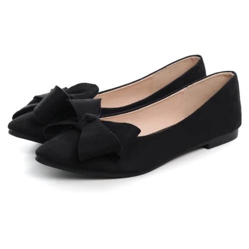Image of TN TANGNEST Flats Shoes Women Comfort Casual Loafers | Classic Pointed Toe Bowknot Flats Cute Slip On Flats, Wear to Work Travel Walk