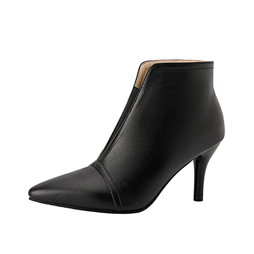 DEERBUNNY Fashion Women's Pointed Toe Stiletto Ankle Boots Elastic Low Heel Wedding Party Booties Slip On Dress Shoes