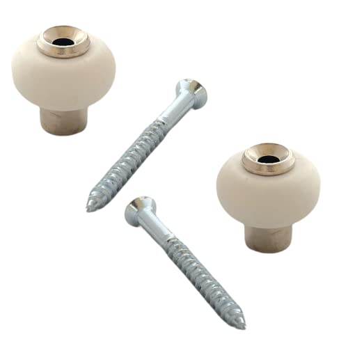Lot de 2 butoirs couleur nickelé avec vis. Corps en zamak et bague amortisseur blanche en élastomère. Diamètre 30mm, hauteur 30mm Cover