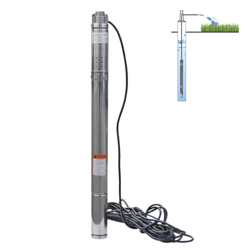 LFGUD 0.75HP Deep Well Pump, 220V/60Hz, 4.8GPM, 206ft Head Submersible Well Pumps with 49ft Electric Cord, 2.6" Stainless Steel Deep Well Water Pumps for Industrial, Irrigation & Home Use by LFGUD - Used condition - US$99.91