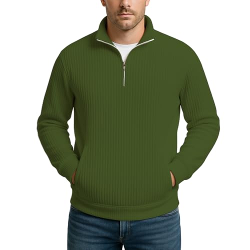 Noni Mens Quarter Zip Pullover Sweaters Casual Slim Fit Knit Texture Sweater Casual Style for Winter Spring Warmth