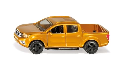 Siku 2360, Nissan Navara Pick-Up, 1:50, Metall/Kunststoff, Gelb, Spielzeug-Auto mit Motorhaube, Türen und Heckklappe zum Öffnen, Gummierte Reifen