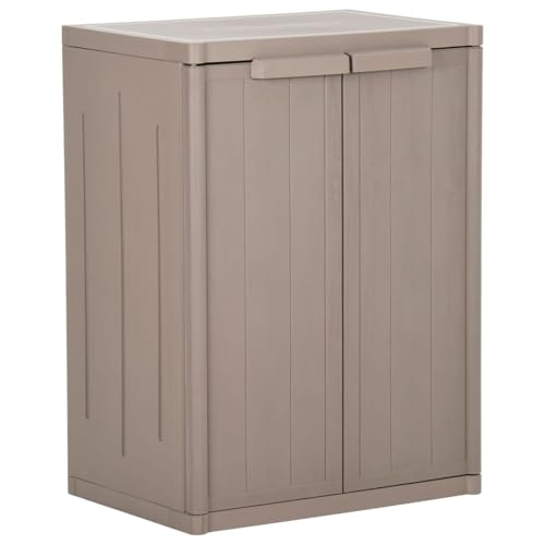 Vopese Armario de terraza de polipropileno con 2 estantes, marrón, 65 x 45 x 88 cm, requiere montaje modelo151239