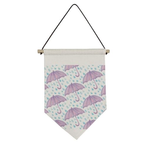 Parapluie aquarelle violet en toile murale, bannière décorative originale pour maison
