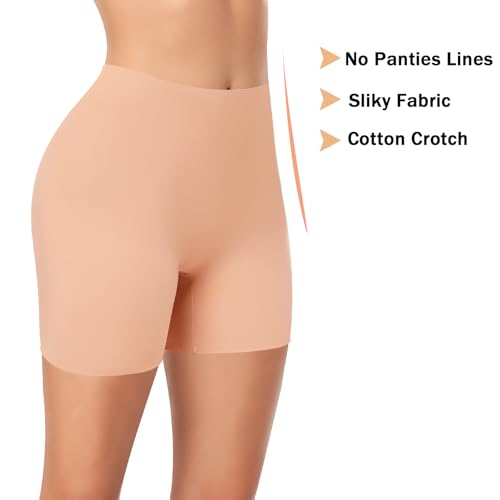 Image of Womens Slip Shorts for Under Dress Seamless Shapewear Boyshorts Tummy Control Panties Shaping Shorts(#3 Latte(no Control),X-Large)