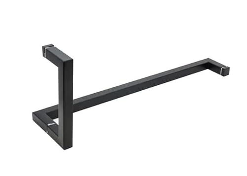 Lab Automation Shower Door Handle & Towel Bar Combo – Premium Shower Glass Doors – Stainless Steel Glass Door Handle & Towel Bar Combo – Durable And Sturdy Design - Modern Square (Black, 8"X18") #TOP4