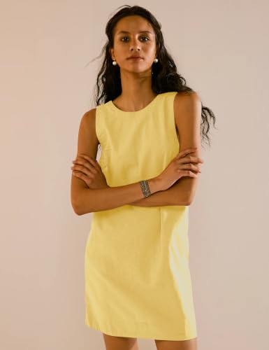Image of VIUTIL Womens Summer Linen Mini Dress Boat Neck Low Back Sleeveless Tank Dresses with Pockets 2026 Vacation Outfits