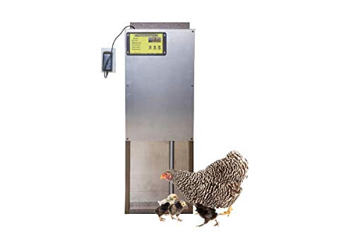 OverEZ Automatic Chicken Coop Door with Motor & Timer | Heavy-Duty Predator Resistant Chicken Door with Auto Pop Door Opener Fits OverEZ Coops & Others– Poultry Coop Accessories, Made in USA, Aluminum
