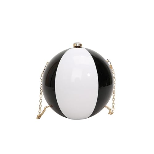 Hard Shell Acrylic Beach Ball Shaped Chain Crossbody Bag, Glossy Color Block Sphere Purse, Novelty Funny Ball Clutch Bag