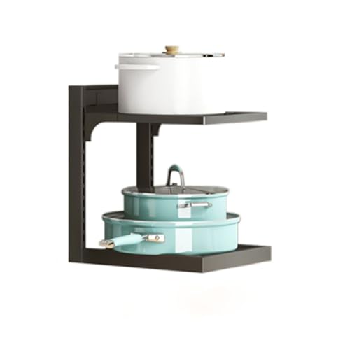 Hosoncovy Metal Pot and Pan Holder Rack,2 Layer Adjustable Height Countertop Saucepan Storage Standing Shelf Under Sink Cupboard Cabinet for Kitchen Storage
