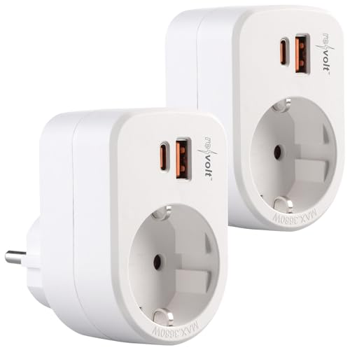 revolt Schutzkontaktsteckdose: 2er-Set 3in1-Steckdose, USB-C PD 30 W, USB-A mit QC 3.0 30 W, 230 Volt (Steckdose Aufputz, Schuko, Ladesteckdosen, Stecker)