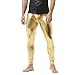 DTODWW Men's Faux Leather Activewear Leggings Slim Fit Tight Pants Long Trousers PU Pants-Clubwear Gold