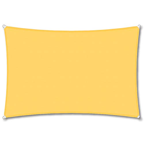 TANG Sun Shades Depot 8' x 12' Rectanlge Waterproof Knitted Shade Sail Curved Edge Yellow 260 GSM UV Block Shade Fabric Pergola Carport Canopy Replacement Awning Customize Available