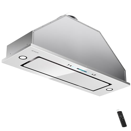 IKTCH New 30" Range Hood Insert, 900 CFM Ducted/Ductless Range Hood with 4 Speed Fan, White Stainless Steel & Tempered Glass Range Hood 30 inch with Gesture Sensing&Touch Control Making life Smarter