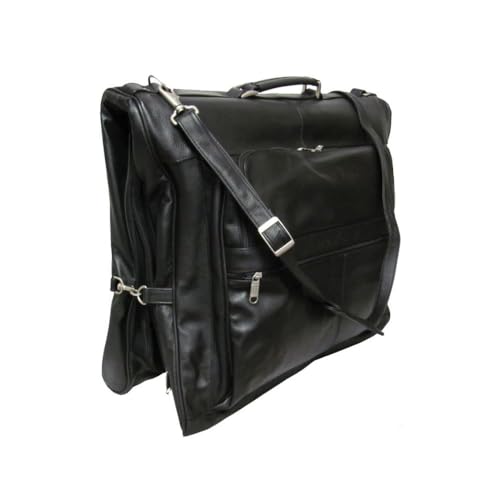 Black Leather Garment Bag Travel Carry-on for Men Fits Three Suits Durable Lightweight Luggage With Hanger Loop Shoulder Strap and Shoe Pocket for Business Trips and Weekend Getaways2