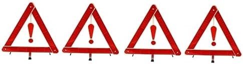 Vaguelly 4 pcs Warning Sign Corporate The Tractors Space Savers trailmill car Triangle Sign dot Approved Sign car Warning Tripod Road Safety kit fold Suite Reflector The Sign Plastic