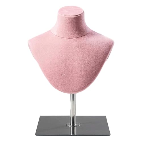 Présentoir à bijoux femme porte-collier rose réglable en hauteur en daim ZYFSHA