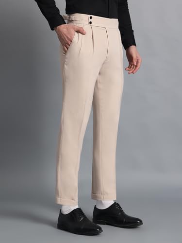Image of Gurkha Pants for Men | Trouser for Men | Formal Pant | Double Button | Regular Fit Trouser High Waist Pleated Casual Trousers | Straight Leg Pants for Office Smart Casual Travel Party