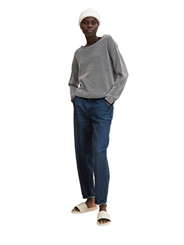 TOM TAILOR Damen Strickpullover aus Bio-Baumwolle 30582 - Navy Bubble Structure M