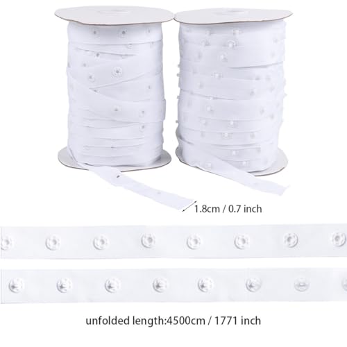 Fermeture à pression en polyester blanc ruban 2 rouleaux pour rideaux - 2