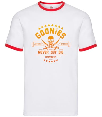Image of Dressdown Goonies - Mens Contrast Ringer T-Shirt - White/Red - Large