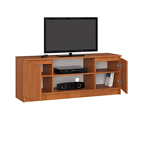 BDW Kommode, RTV Schrank, TV Gerät, viel Stauraum, Kleiderschrank, Diele, Wohnzimmer, Schlafzimmer Kommode, Multifunktionsschrank. Abmessungen: 140 x 55 x 40 cm (Erle)
