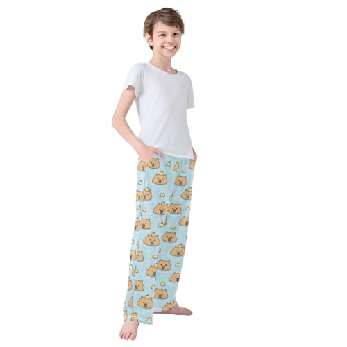 Boys' Pants Cute Capybara Lemon Stay Long Bottoms Jogger Pants Elastic Waist Trousers with Pockets S-XL4