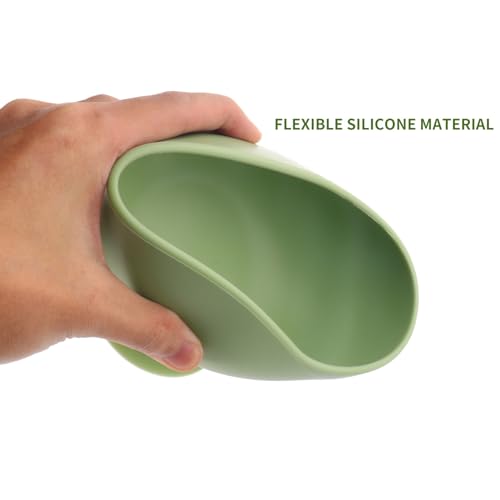 Image of TONY STARK Silicone Unbreakable Baby Bowl & Handle Spoon - Suction Design, Non-Slip, BPA Free, Dishwasher & Microwave Safe (Green, 1 Set)