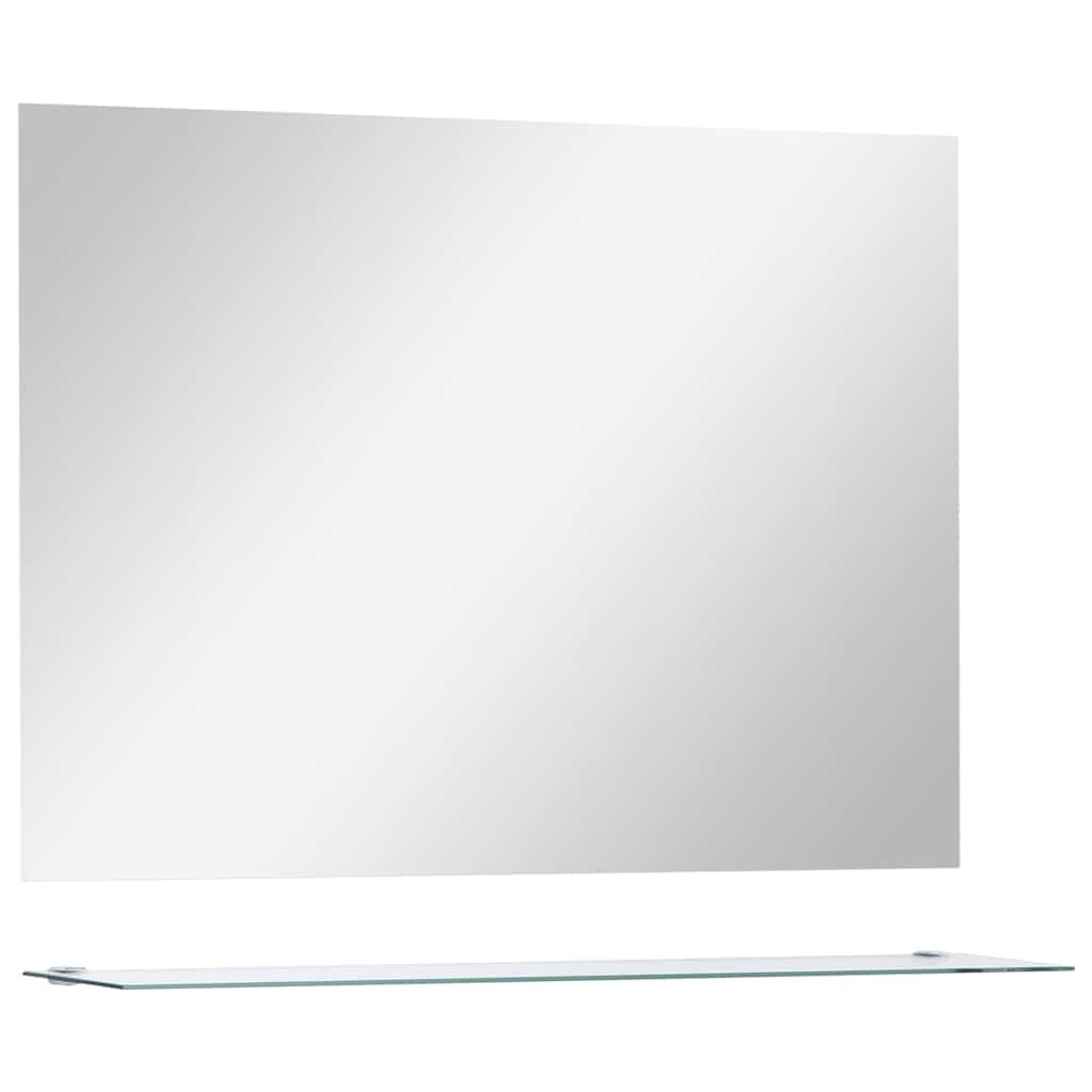KGHFDVB Tempered Glass Wall Mirror with Shelf 80x60 cm, Minimalist Bathroom Mirror for Living Room or Bedroom, Contemporary Design with Handy Mirrored Shelf